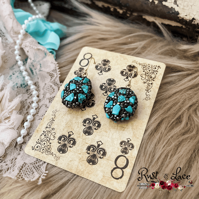 Chipped Turquoise Earrings, trendy boutique earrings
