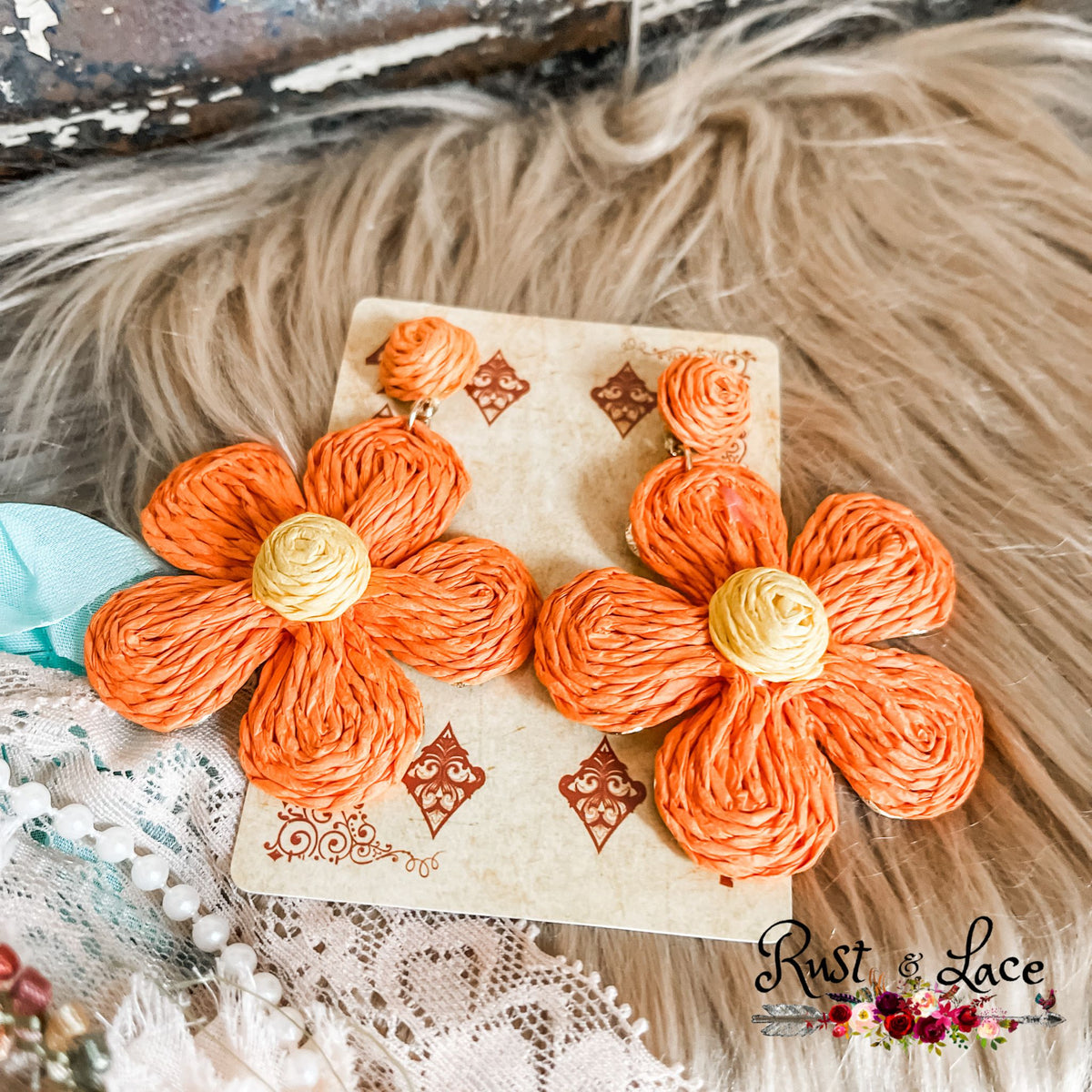 Orange Spring Daisy Earrings