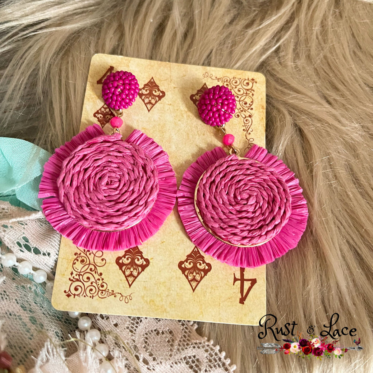 Hot Pink Rafetta Earrings