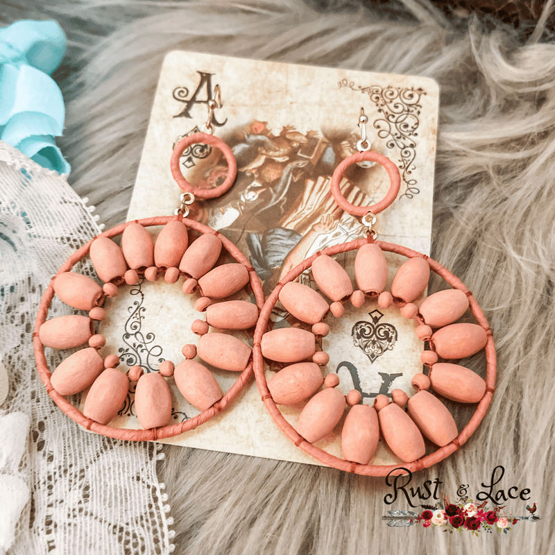 Coral Wood Earrings 