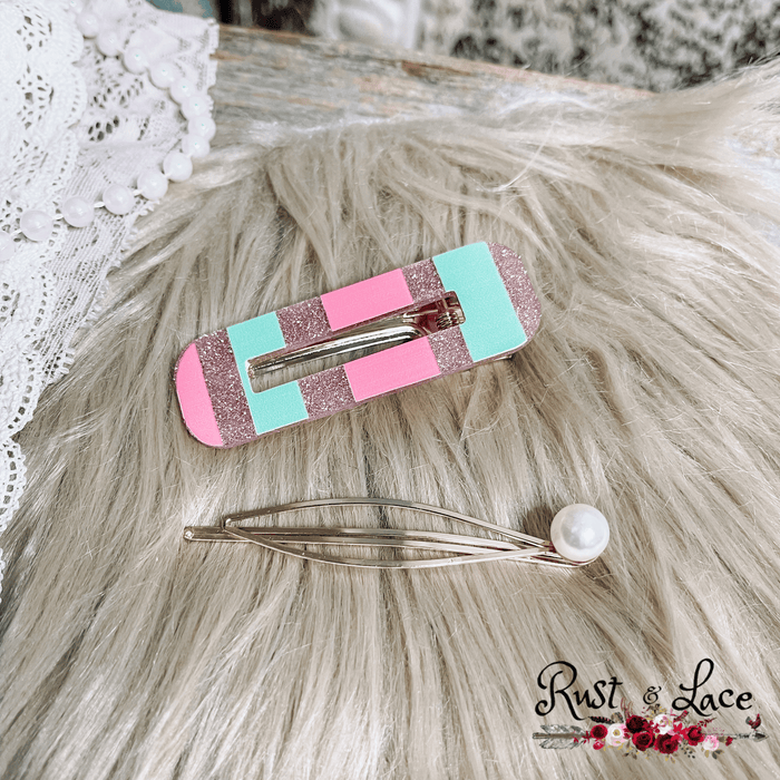 Mint and Pink Hair Clip