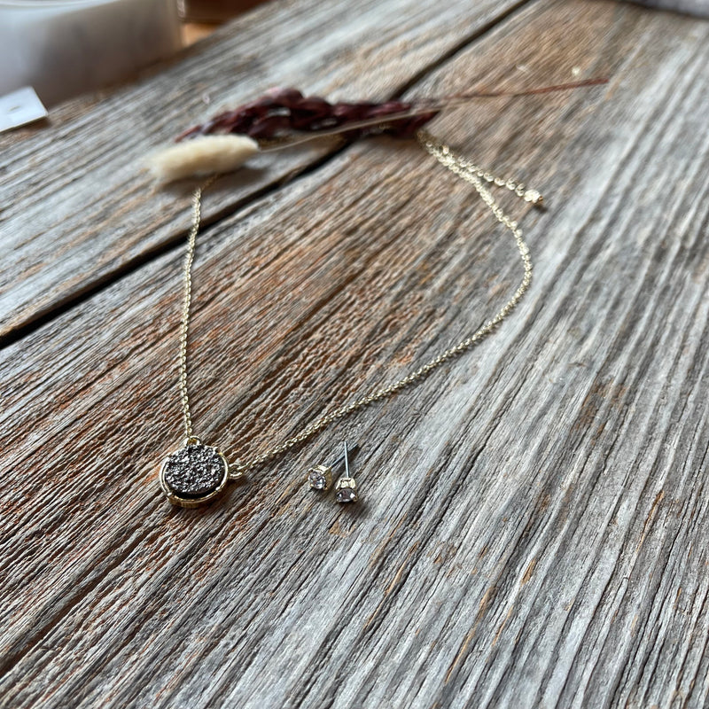 Pewter Druzy Necklace